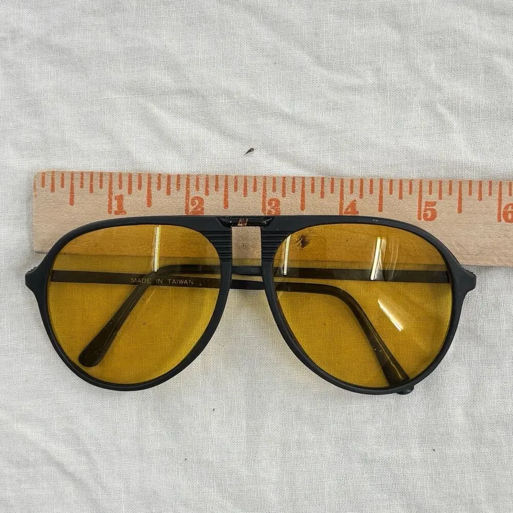 Night Vision By Amber Vision Aviator Sunglasses VTG 80’S Night Driving Glasses